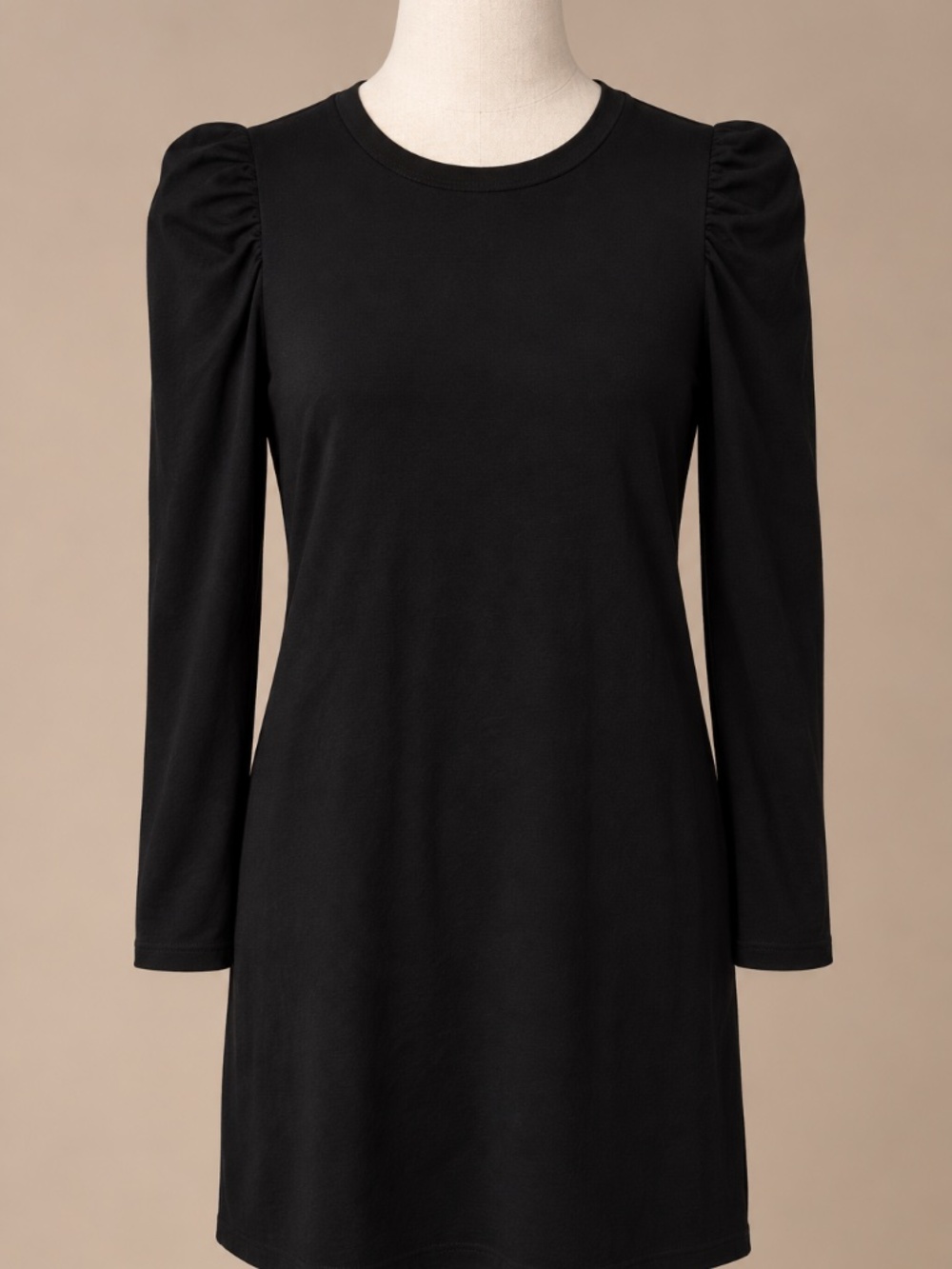 Pomander Place Black Long Sleeve Puff Shoulder Shift Dress Small